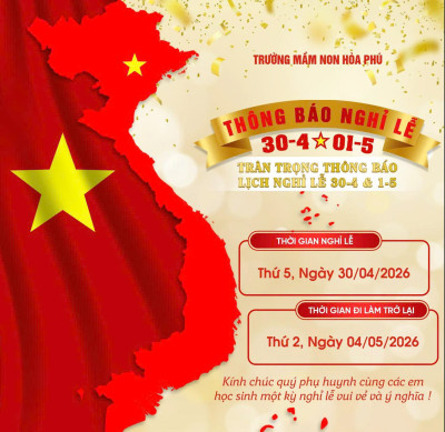 THÔNG BÁO LỊCH NGHỈ LỄ NGÀY GIẢI PHÓNG MIỀN NAM THỐNG NHẤT ĐẤT NƯƠC VÀ NGÀY QUỐC TẾ LAO ĐỘNG